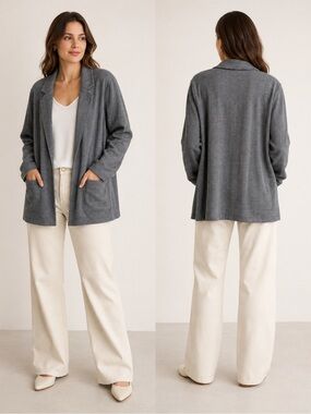 Madewell Relaxed Open-Front Women's Sweater Blazer - Gray Size M